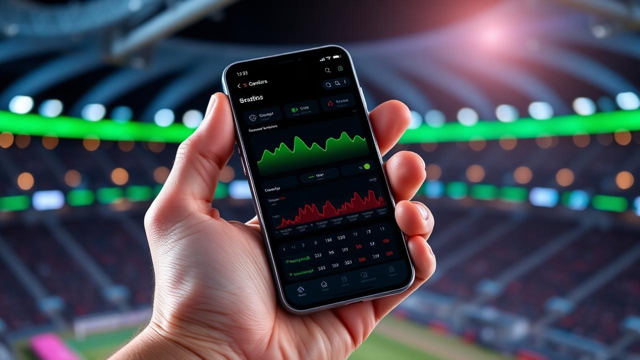 Phone with a help dashboard inside a stadium at night